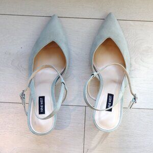 Nine West light blue Elisa pointy toe pumps, size 8.5